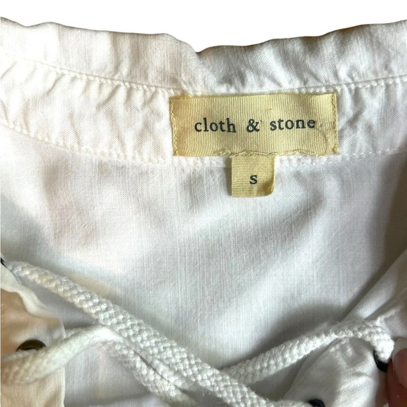 Cloth & Stone Anthropologie Loose Fit White Long Sleeve Lace Up Tunic Size Small - Picture 6 of 10